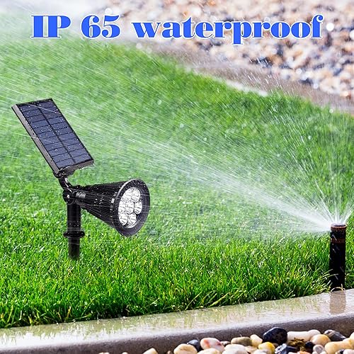 Miniatura 6 de Foco solar para exteriores, 7 luces LED que cambian de color 2 en 1, foco solar de paisaje, impermeable, luces de pared de seguridad para patio,