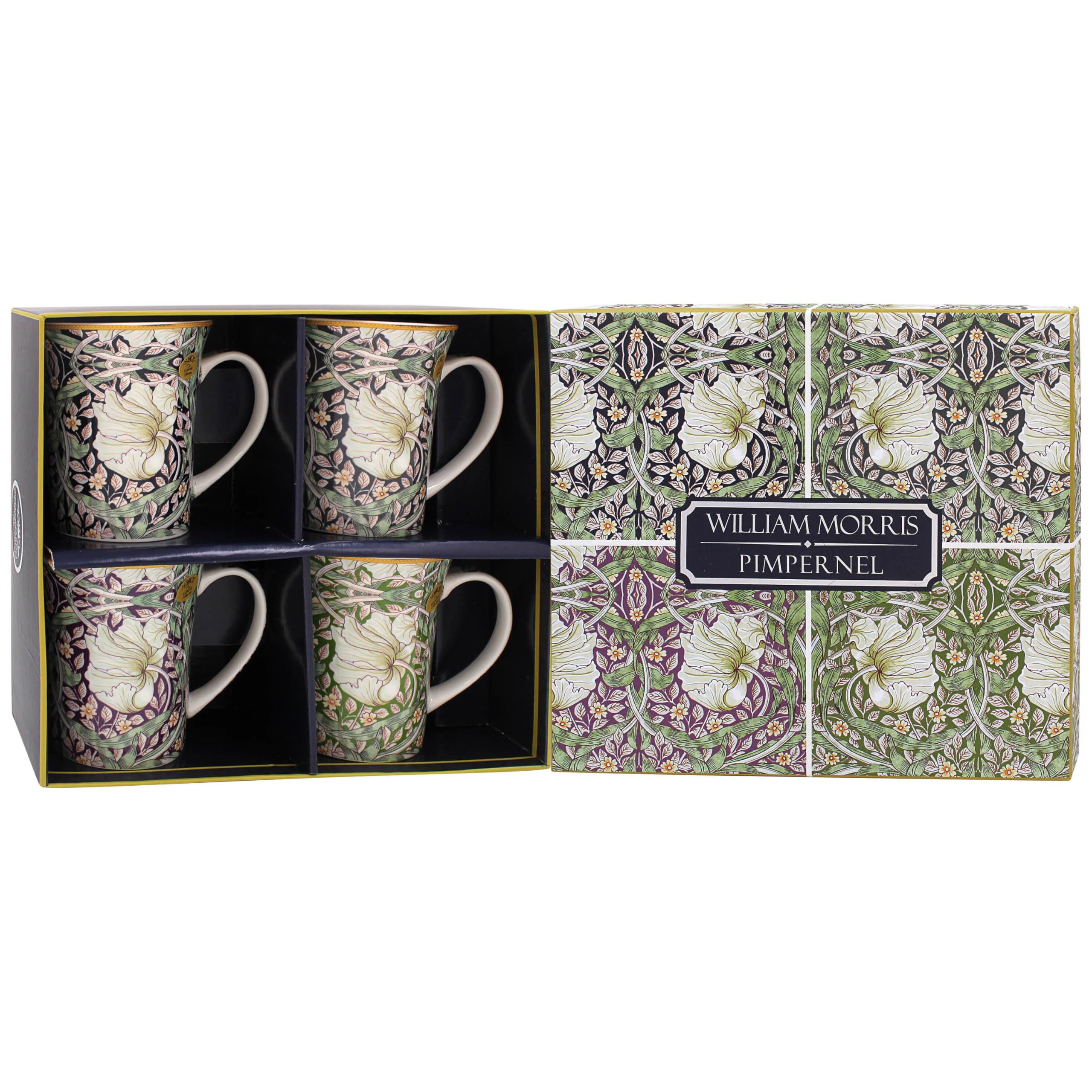 Lesser & Pavey Men's Pimpernel The Leonardo Collection William Morris Lustre Mugs Set Of 4 Kitchen & Home | Tableware Mug Set Of 4 For Every Occasion | Lovely Coffee Cup Set For Gifts & Birthday Gifts For Wo