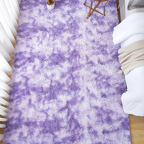 Miniatura 188 de Andency - Tapete de pelo largo sintético de interior, 4 x 6 pies, color gris oscuro estilo teñido anudado, afelpado, suave y mullido