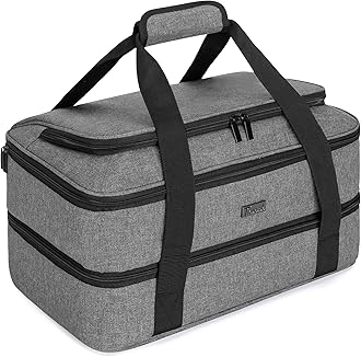 Trunab Casserole Carrier for Hot or Cold Food Insulated Casserole Dish Carrier Thermal Tote Bag for Picnic, Fits 9"×13" Baking Dish, 11 x 15 Foil Pans, Grey