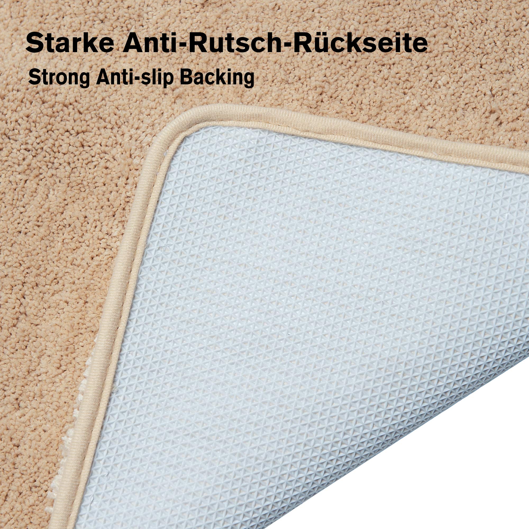 Alfombrilla de baño 120 cm x 70 cm, antideslizante, lavable a máquina, antideslizante, suave, absorbente, de microfibra, color crema y beige