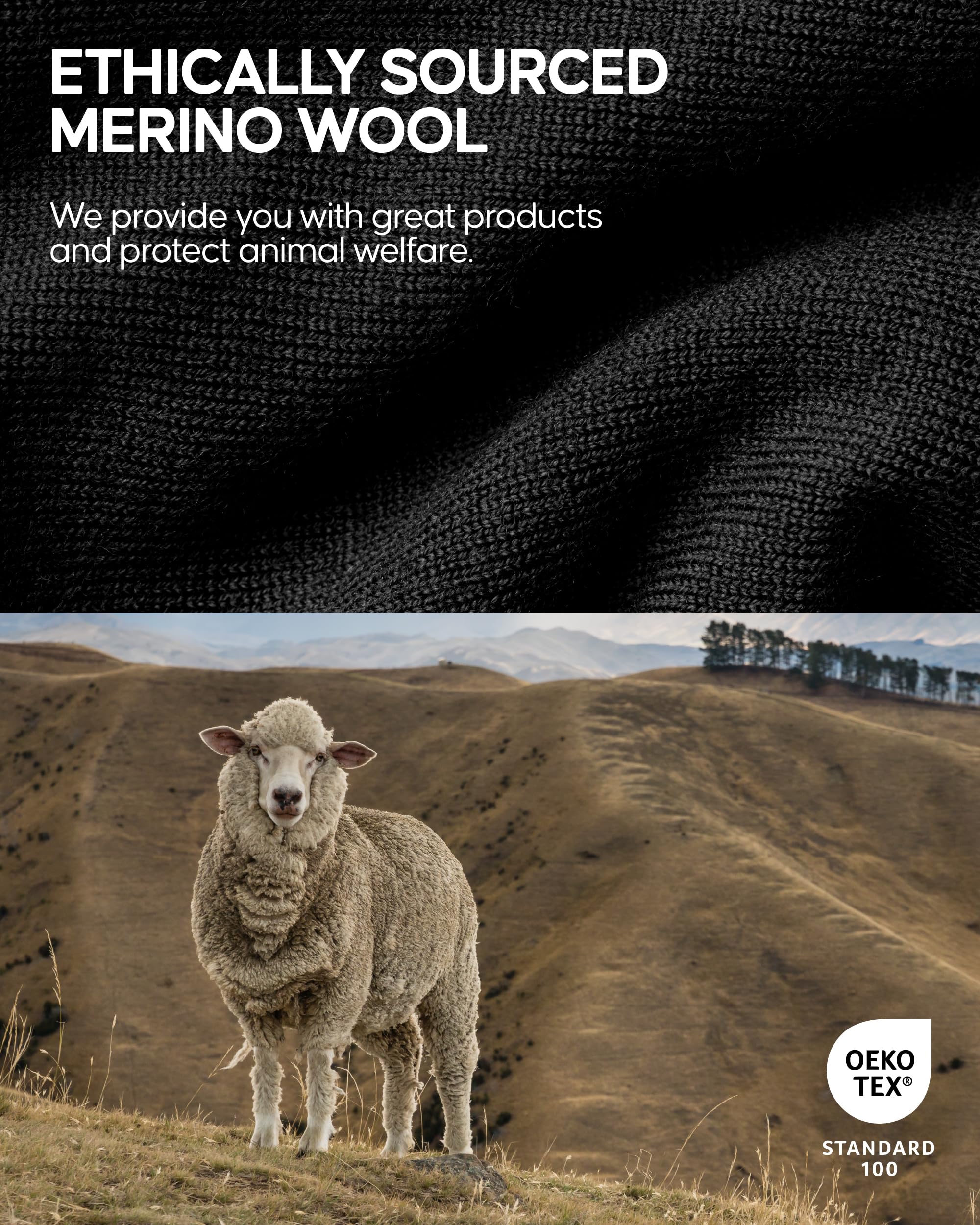 DANISH ENDURANCE Intimo Termico Uomo Lana Merino, Maglia Termica Uomo e Pantaloni Termici, Calzamaglia Termica Uomo Invernale per Sci, Trekking