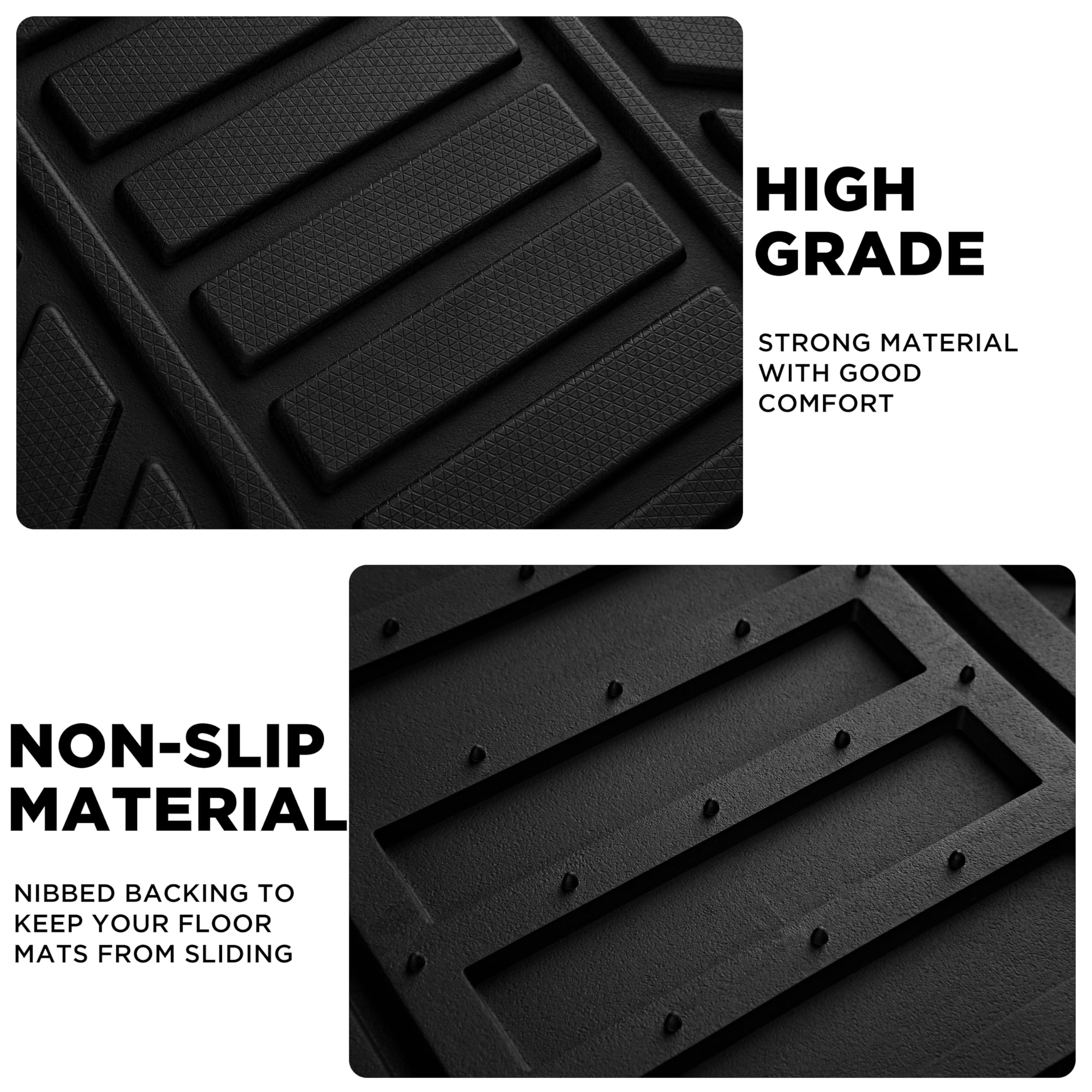 PIC AUTO Heavy Duty Rubber Floor Mats, Red Aluminum Film Car Mats Set, Front and Rear Car Mats with Anti-Slip Backing, All Weather Protection, Trim-to-Fit for Automotive SUV, Sedan, Van