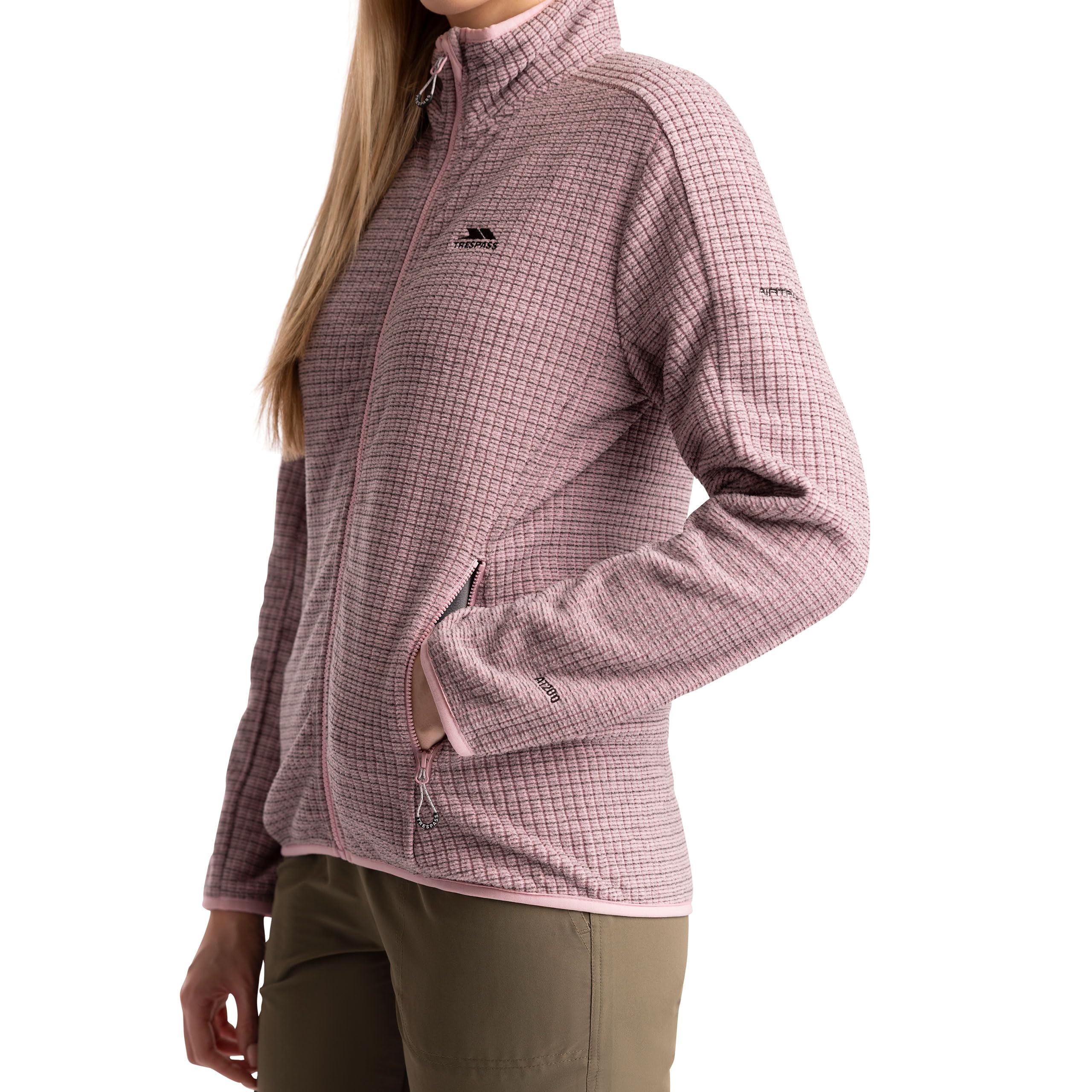 Trespass Celia - Forro polar texturizado para mujer, parte trasera cepillada, 2 bolsillos con cremallera, uniones elásticas, punto, 100% poliéster