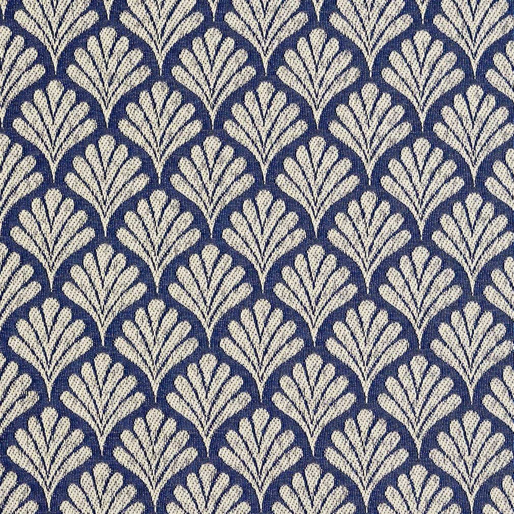 Navy Blue Fan Jacquard Woven Upholstery Fabric by The Yard - SKU: Amanda Wedgewood