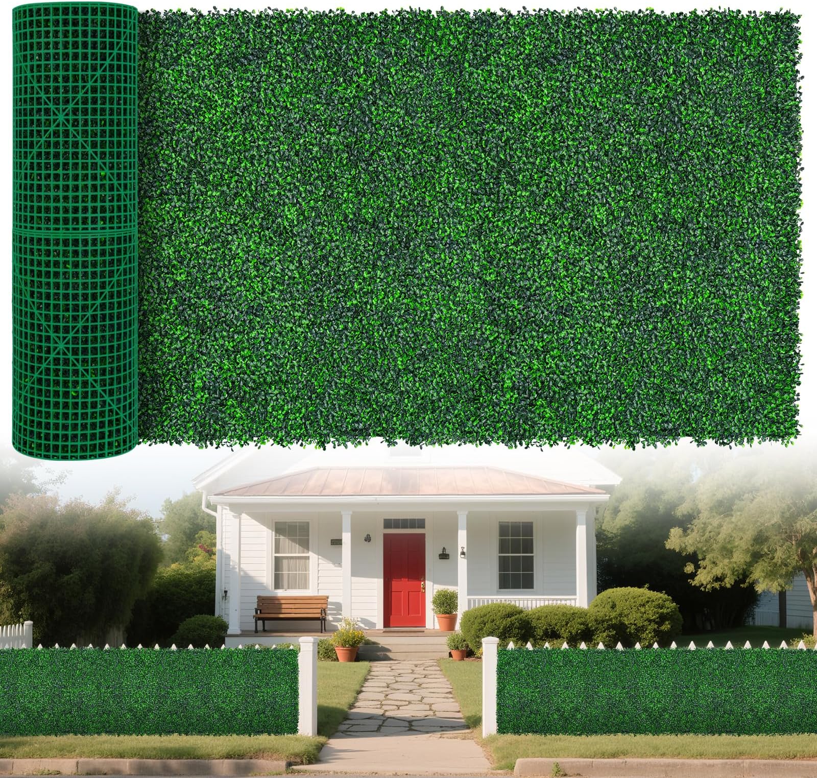 - Yangrass Artificial Greenery Wall Roll,40"x 120"(33.33 sq.ft) UV-Anti Faux Boxwood Roll Panels Greenery Backdrop, Vine Leaf Fence Panels for Garden Fence Covering Privacy, Outdoor Indoor Home Decor