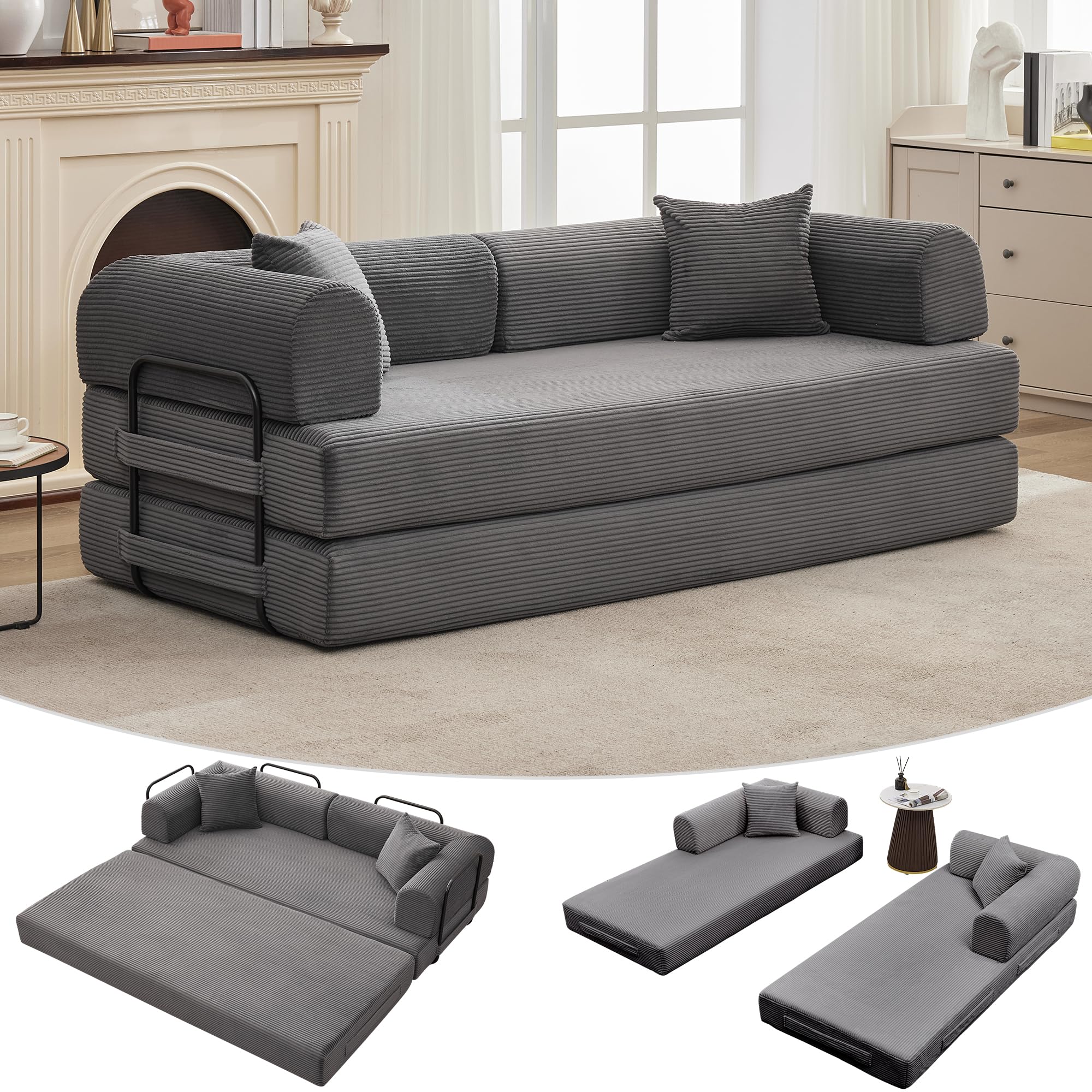 GarveeHome 79in Convertible Sleeper Sofa Bed