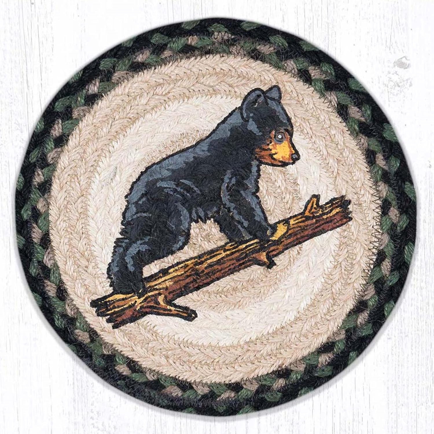 BLACK FOREST DECOR Balancing Cub Trivets Set of 3 – Rustic Lodge Braided Jute Heat-Resistant Table Mats – Handcrafted Durable Hot Pads – Woodland Kitchen Décor – 10” Diameter Each, Multicolor