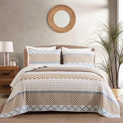 SahSahCasa Juego de edredón tamaño King, edredón floral 100% algodón, juego de ropa de cama King, edredón reversible ligero de retazos para todas