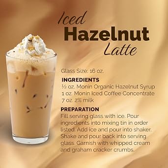 Monin - Organic Hazelnut Syrup, Nutty Taste of Caramelized Hazelnut, Natural Flavors, Great for Mochas, Lattes, Smoothies, Shakes, and Cocktails, Non-GMO, Gluten-Free (750 ml)