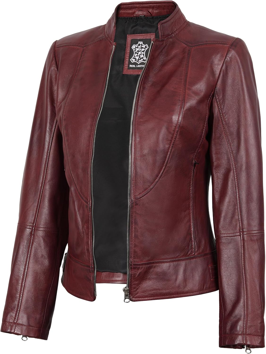 fjackets Leather Jacket Women - Cafe Racer Real Women's Leather Jackets Stylish Lambskin Leather Jacket For Womens