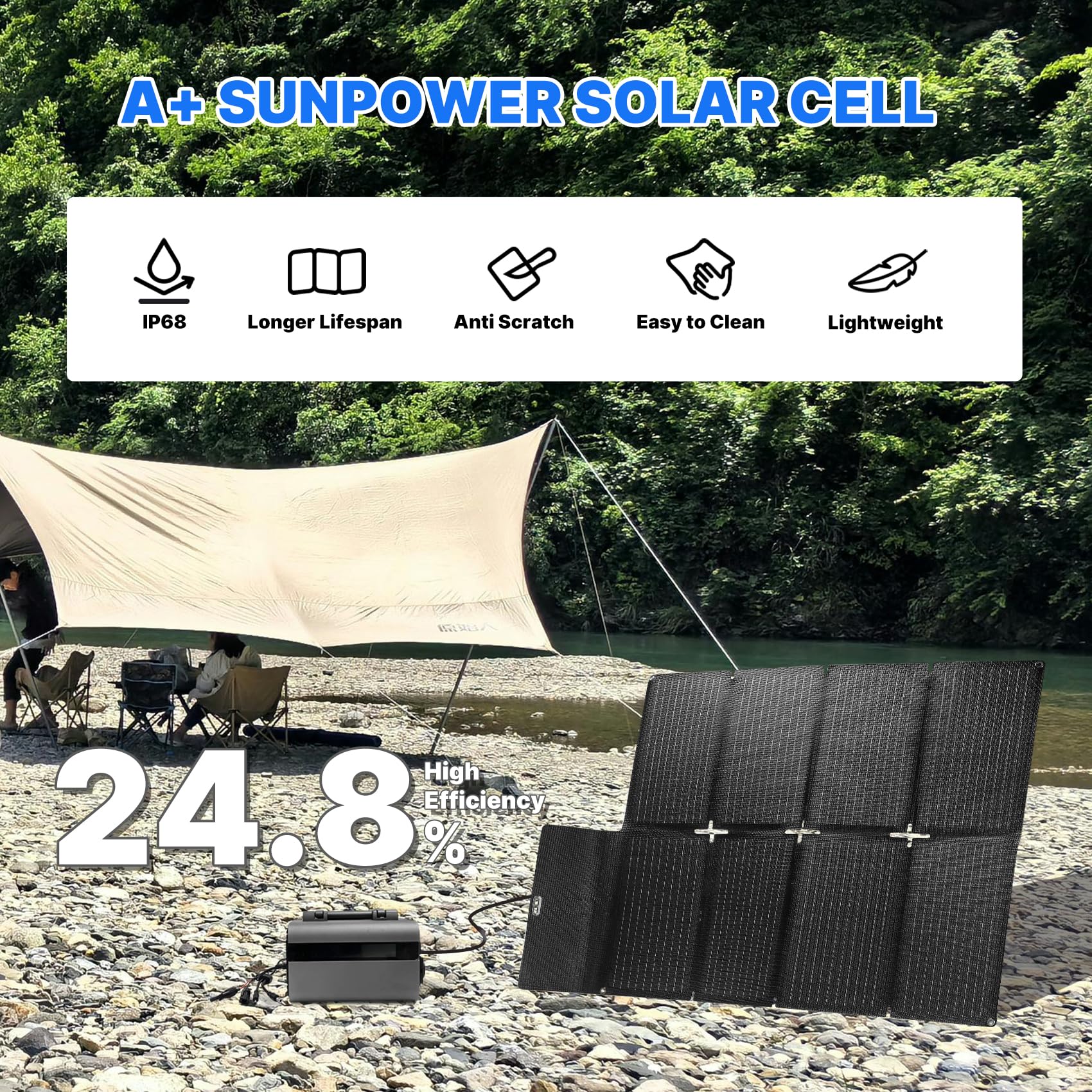 Solarpanel Faltbar 100W für Tragbares Powerstation Solargenerator, Kompakt und IP67 mit USB-A&C Pd 65w Solarmodul Solarladegerät für Handy Tablet Outdoor Reisen Camping Notfälle