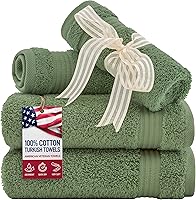 Vista 91 de American Veteran Towel, Paquete de 4 toallas de baño turcas 100% algodón para baño, 27 x 54 pulgadas, extra grandes, de secado suave, color azul