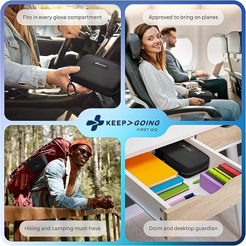 Miniatura 7 de KeepGoing - Kit de primeros auxilios de viaje para automóvil, hogar, senderismo, campamento y emergencias al aire libre, botiquín de primeros