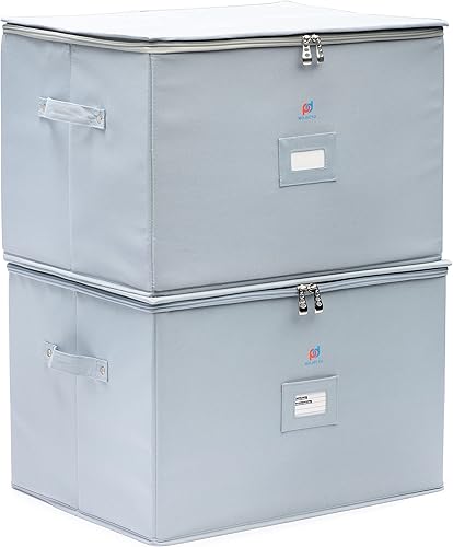 Miniatura 8 de MOJECTO Caja de almacenamiento de copas duras extra grande (20 x 15.5 x 13.2 pulgadas). 12 compartimentos acolchados grandes para botellas de vino,