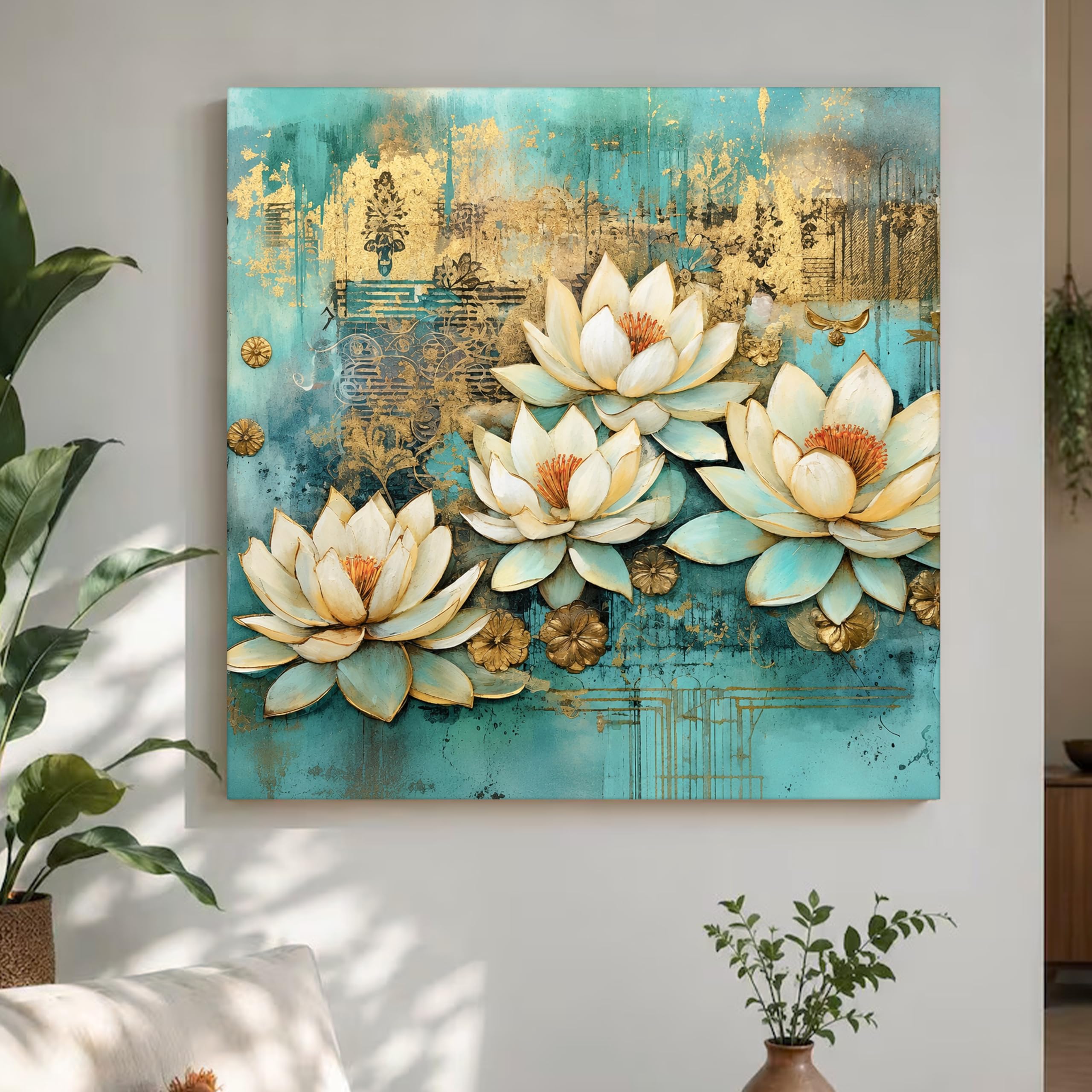 Textured Floral Canvas Art - Nature Wall Decor -15