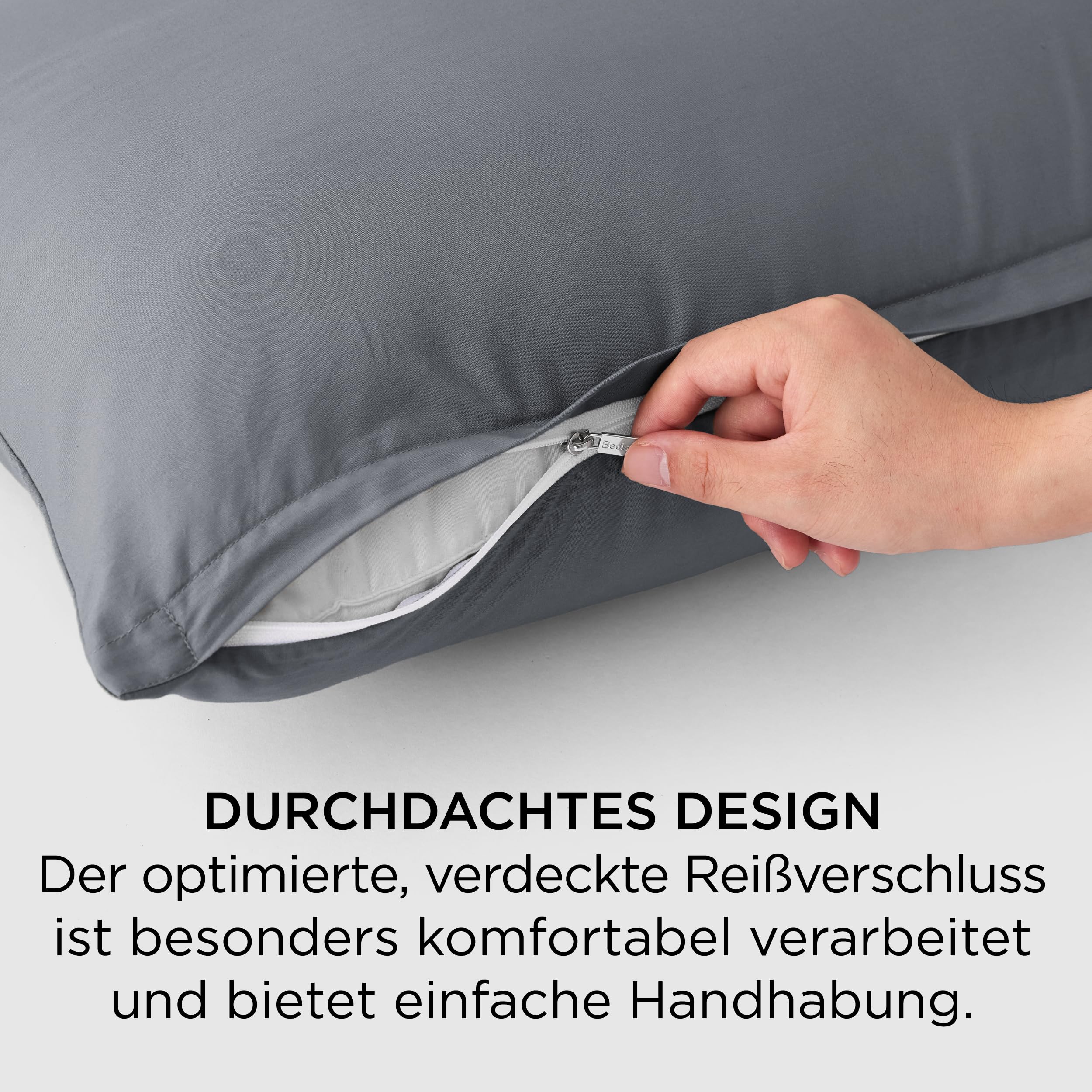 BEDSURE Zestaw 2 poszewek na poduszki 80x80 - 100% bawełna poszewka na poduszkę 80x80, poszewki z zamkiem błyskawicznym, Oeko-TEX, poszewka na poduszkę - miękka, oddychająca i trwała na łóżko, sofę