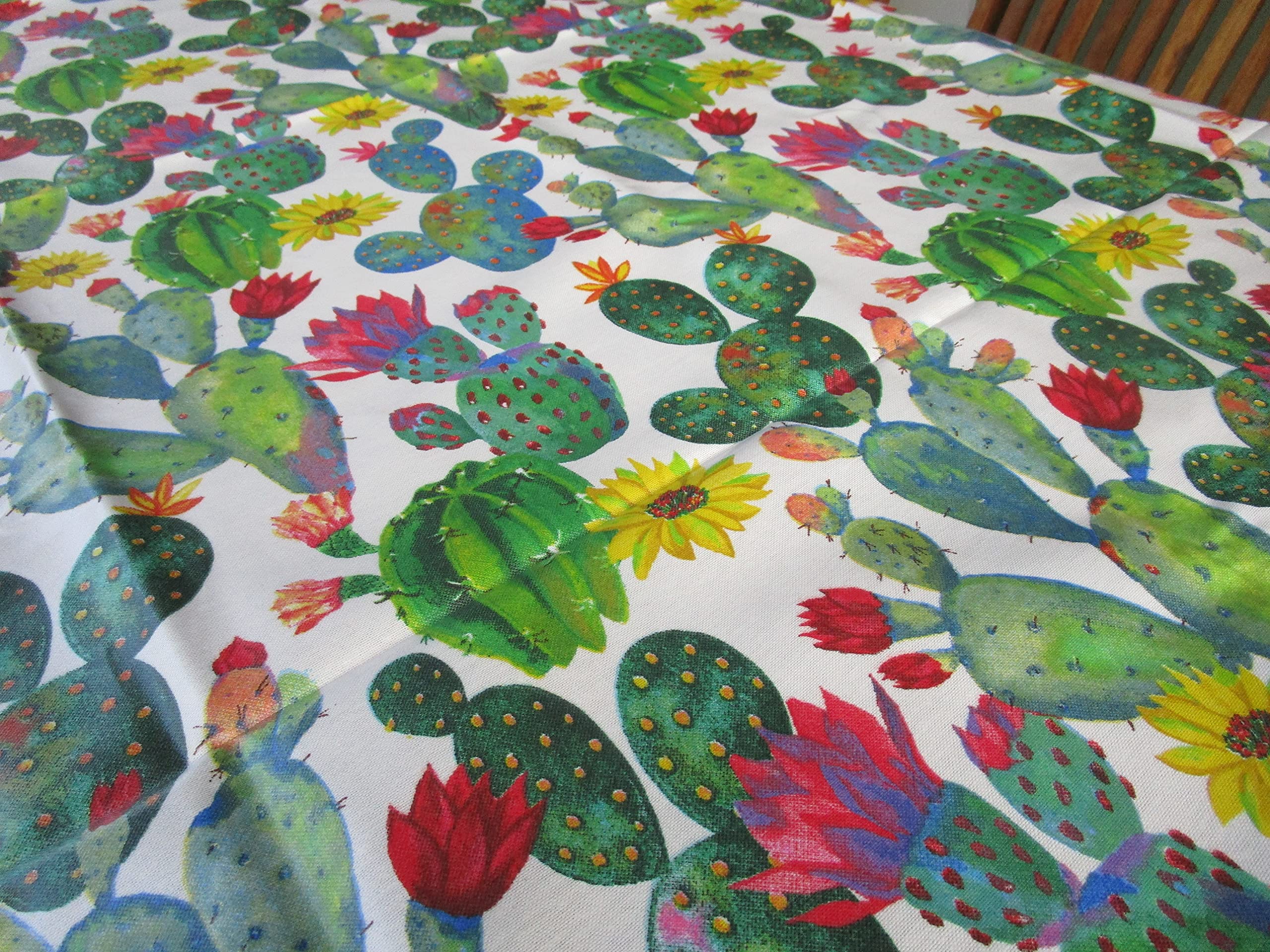 Mantel de algodón plastificado con diseño de cactus 100 % impermeable - Todas las medidas - Fabricado en Italia - Dimensiones: 140 x 180 cm