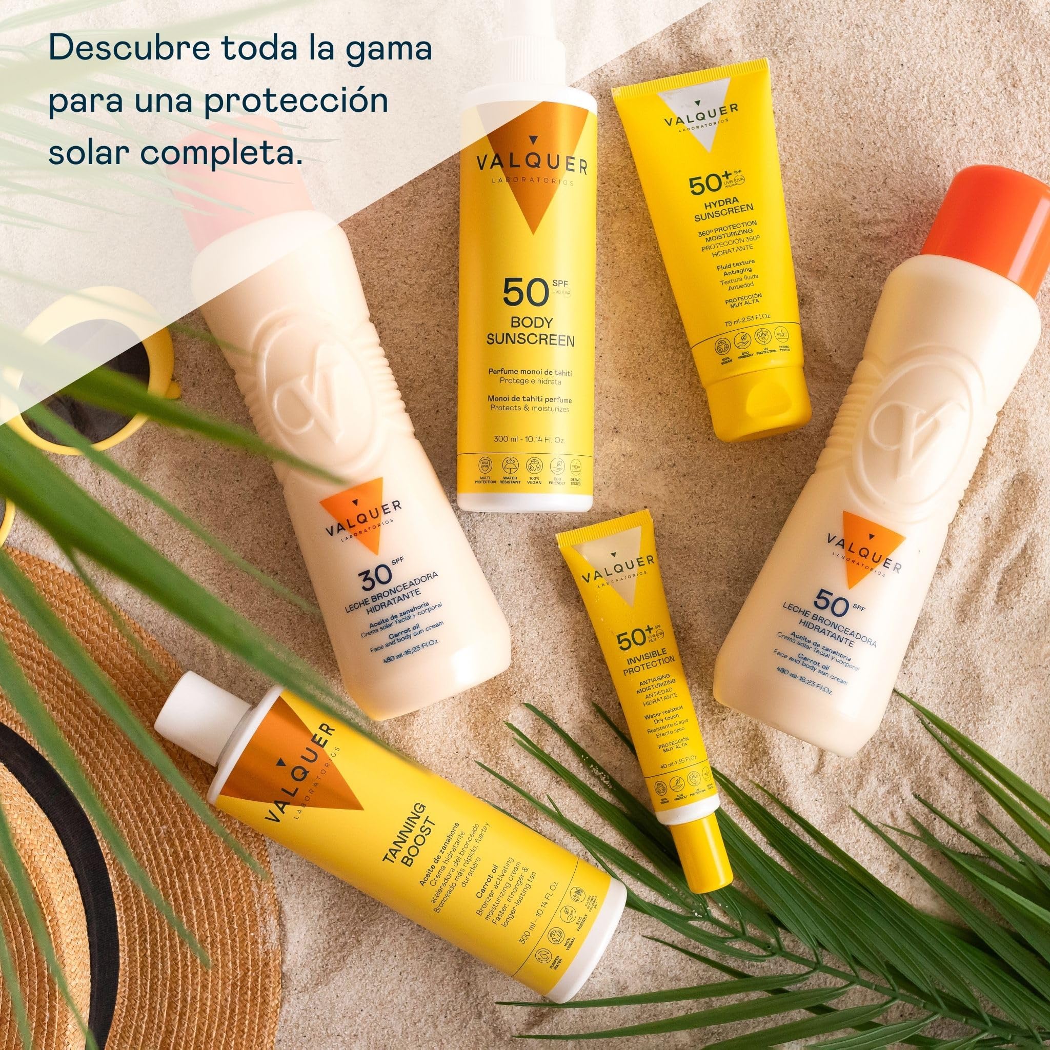 VALQUER Leche Bronceadora Hidratante de Zanahoria SPF 50 | Crema Protectora Solar Facial y Corporal contra Rayos UV | Antioxidante y Regeneradora con Vitamina E | Bronceado Natural | 480 ml
