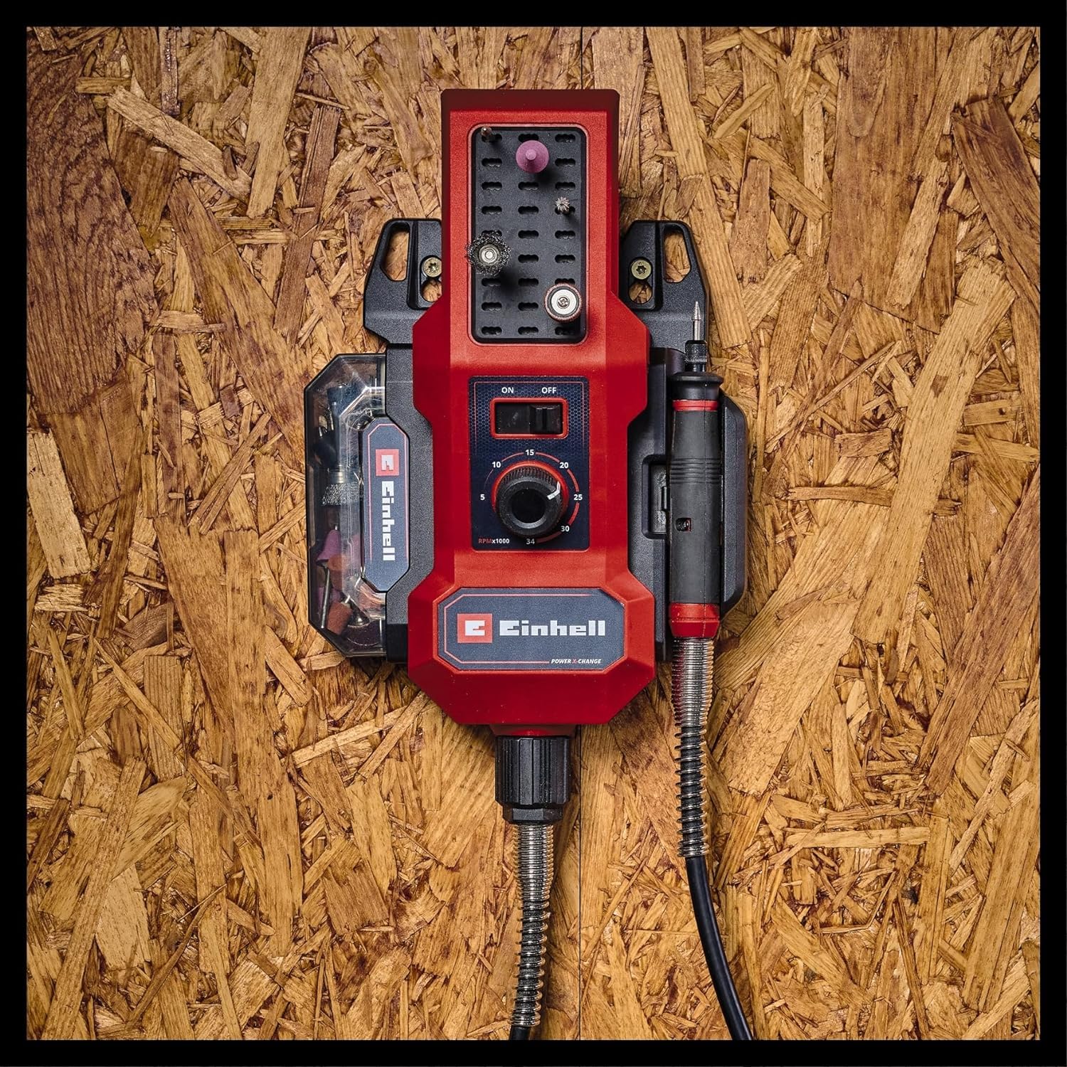 Apparecchio di rettifica/incisione a batteria Einhell TE-MT 18/34 Li Solo Power X-Change (18 V, albero 92 cm con perno per incisione, regolazione giri, incl.set accessori di 55 pz., senza batteria)