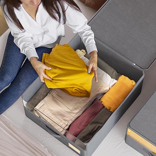 Miniatura 2 de EnHomee Organizadores de sábanas de gran capacidad de 240 litros, organizador de sábanas plegable con ventana y etiqueta para XL (tamaño Queen y