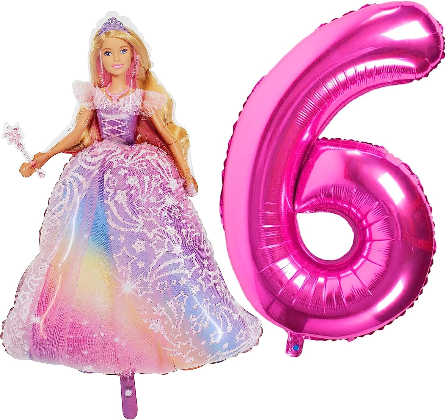 Toyland® Foil Barbie Balloon Pack - 1 x 42" Character Shape Balloon & 1 x 40" Number Balloon - Kids Party Decorations
