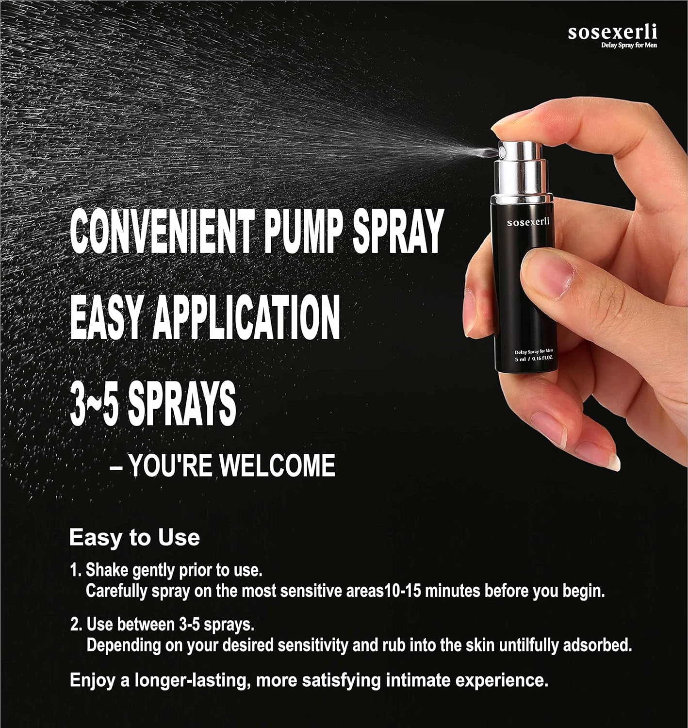 The Male Delay Spray,Keep You Lasting Longer,Extends Man's Time and Enhances Comfort, 0.16 Fl Oz 50 Pumps (Pack of 2)…
