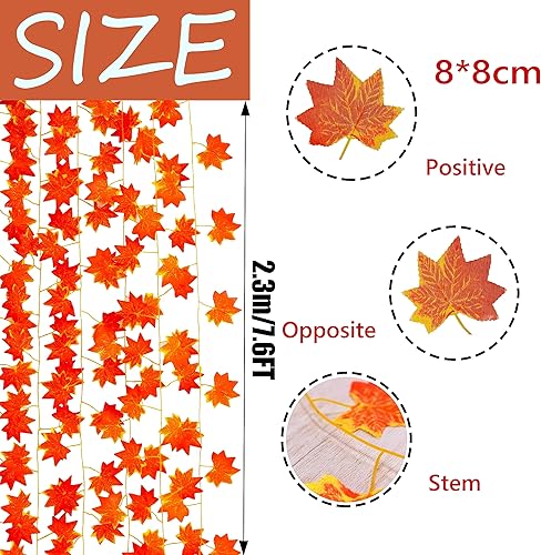 Miniatura 2 de SITUMEIZI 24 piezas de decoración de otoño para el hogar, guirnalda de otoño, hojas colgantes, decoración de otoño de 181 pies, vides de hojas de