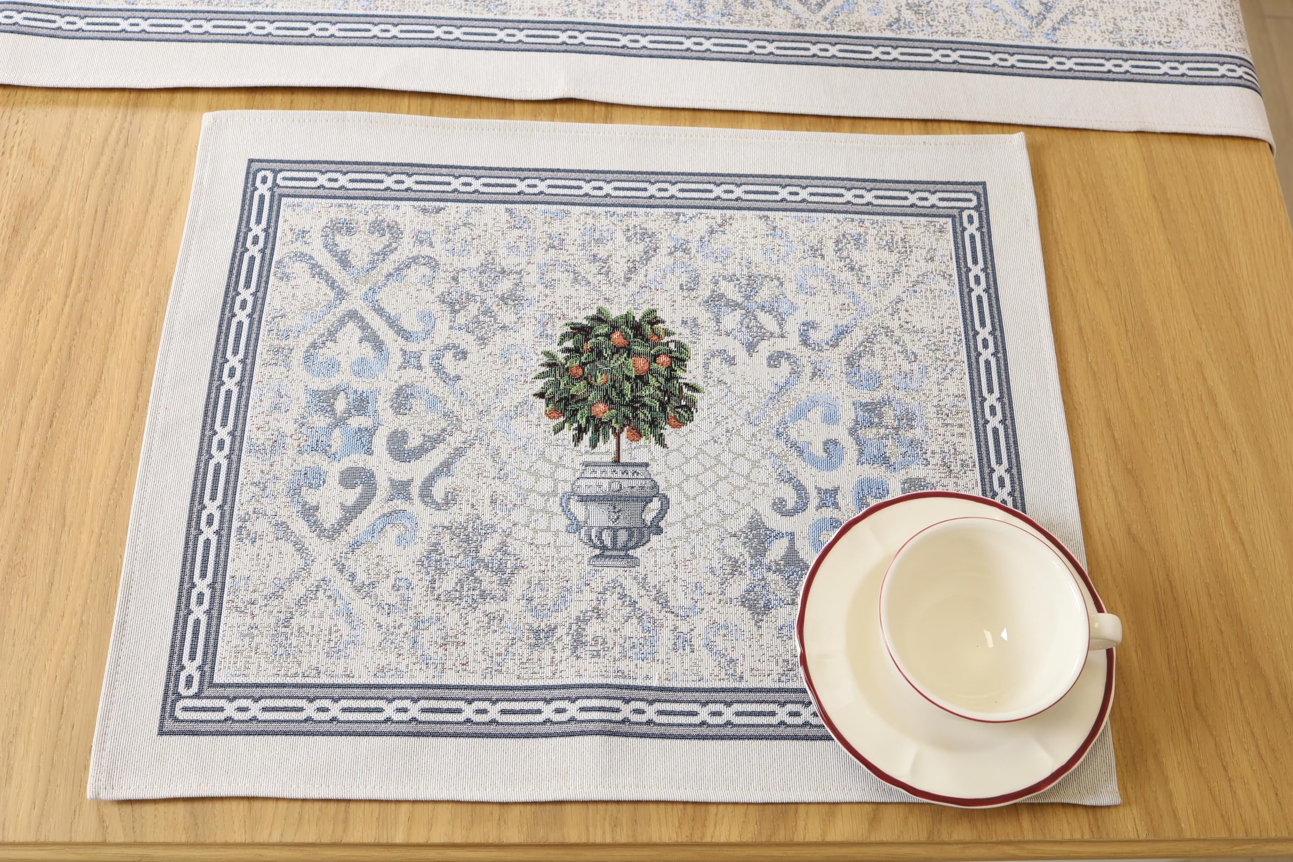 Tischsets Platzsets Abwaschbar 12er Set, 40x50 cm, Platzdeckchen Stoff 100% Jacquard Gobelin, Untersetzer Teller Hochwertige Wiederverwendbare für Hochzeit, Geburtstag, Küchen, Cafe - Italien