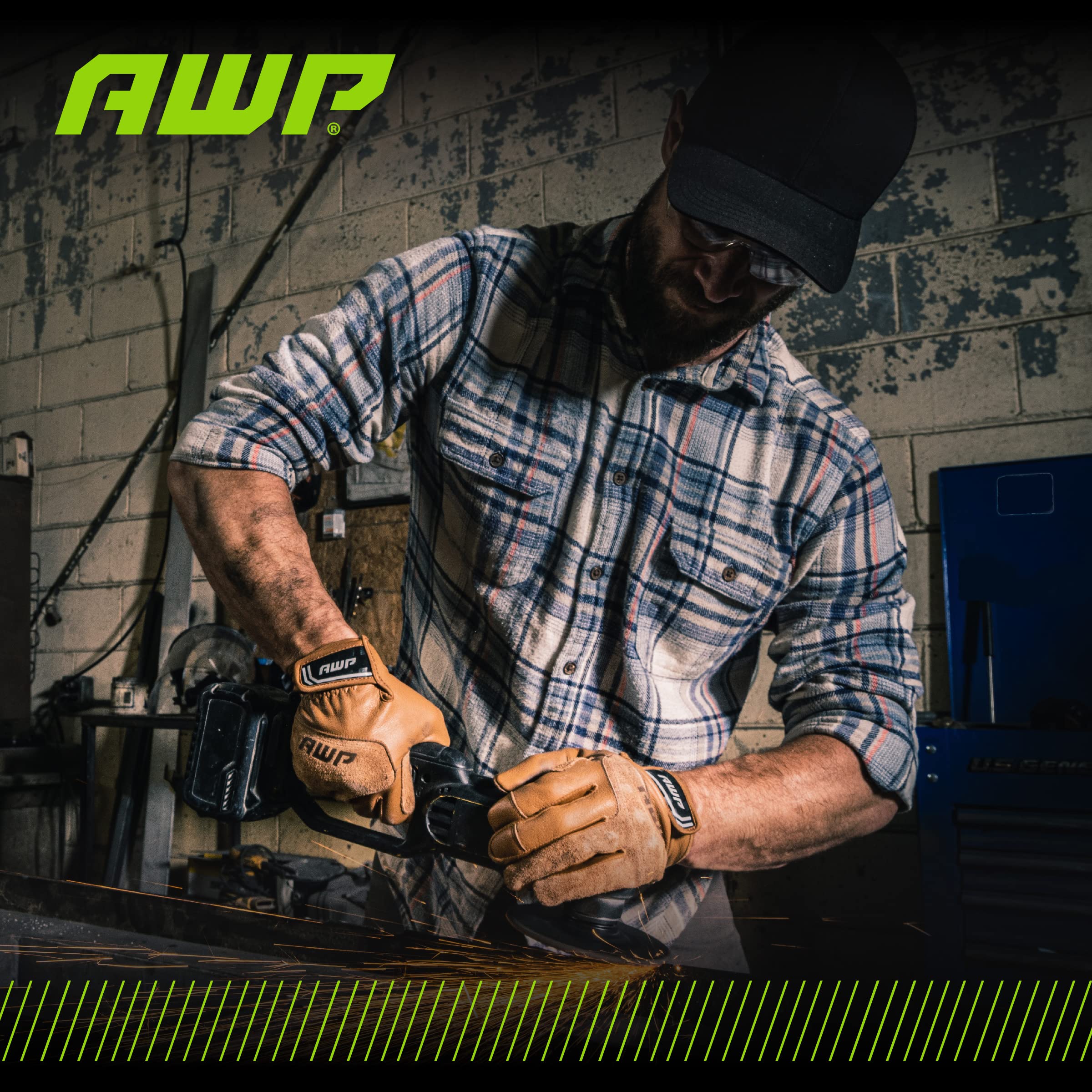 AWP Rindleder Arbeitshandschuhe Braun Herren Groß Leder Hochleistungs-Arbeitshandschuhe 1 Paar 44107-23