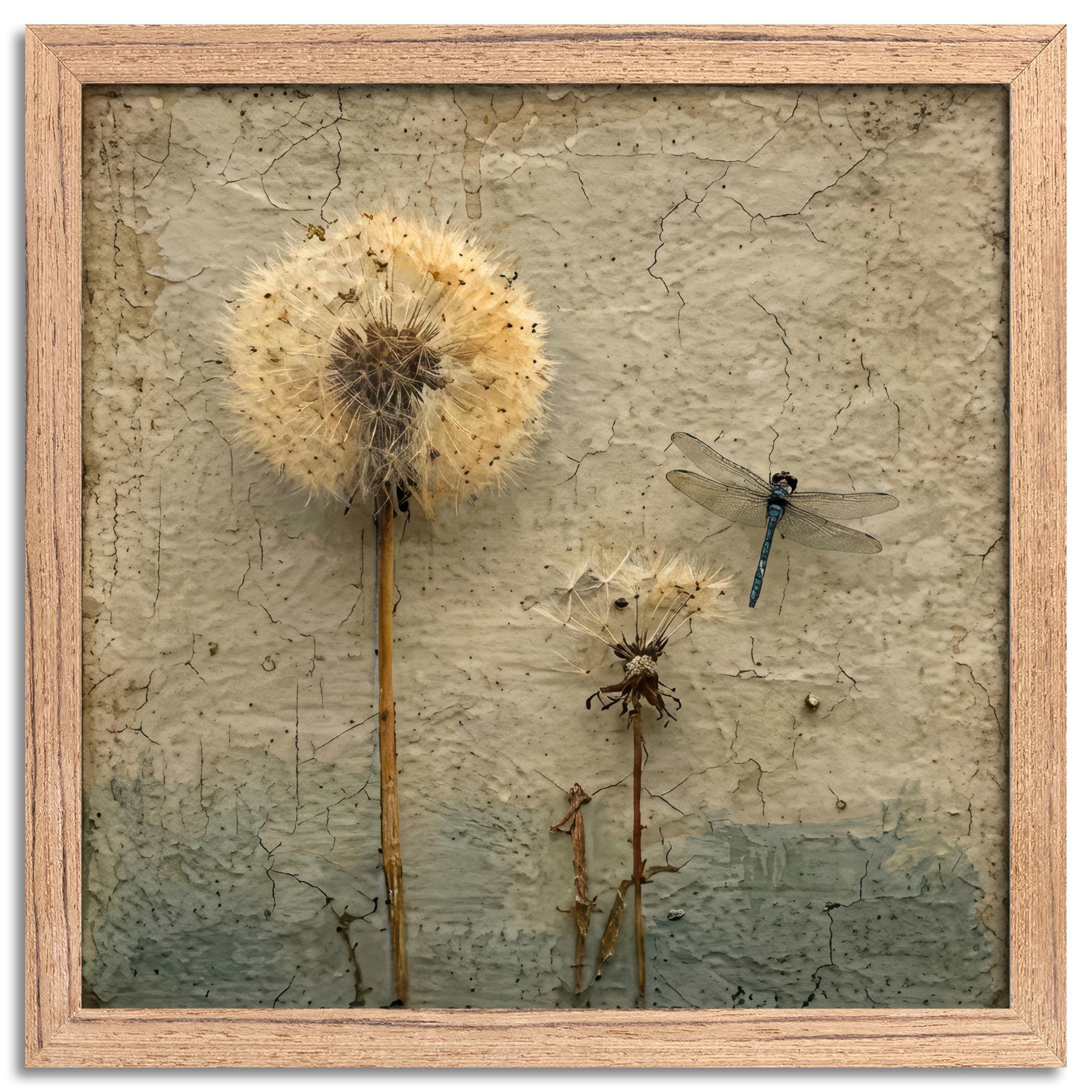 Photo 1 of CXYWDHVO Dragonfly Dandelion Framed Wall Art, 12x12 Inch