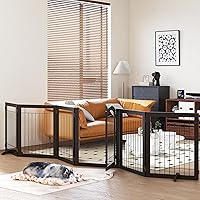 Vista 11 de PAWLAND Puerta extra ancha para perros para la casa, puerta, escaleras, puerta plegable independiente de alambre para mascotas, valla de seguridad