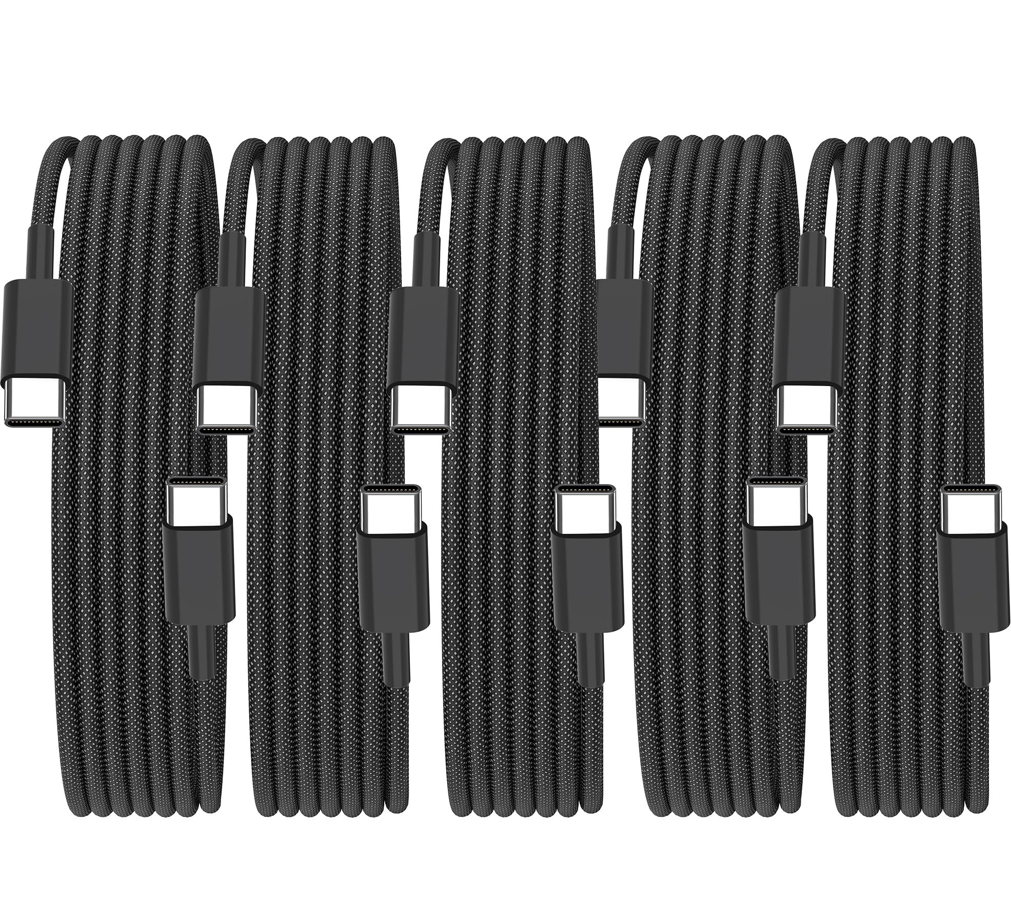 BAOYUANDA USB C Cable for iPhone 17, 5-Pack 60W Fast Charging Cable for Apple iPhone Charger Fast 6ft Long Type-C Power Cord for iPhone 17/16/15Pro