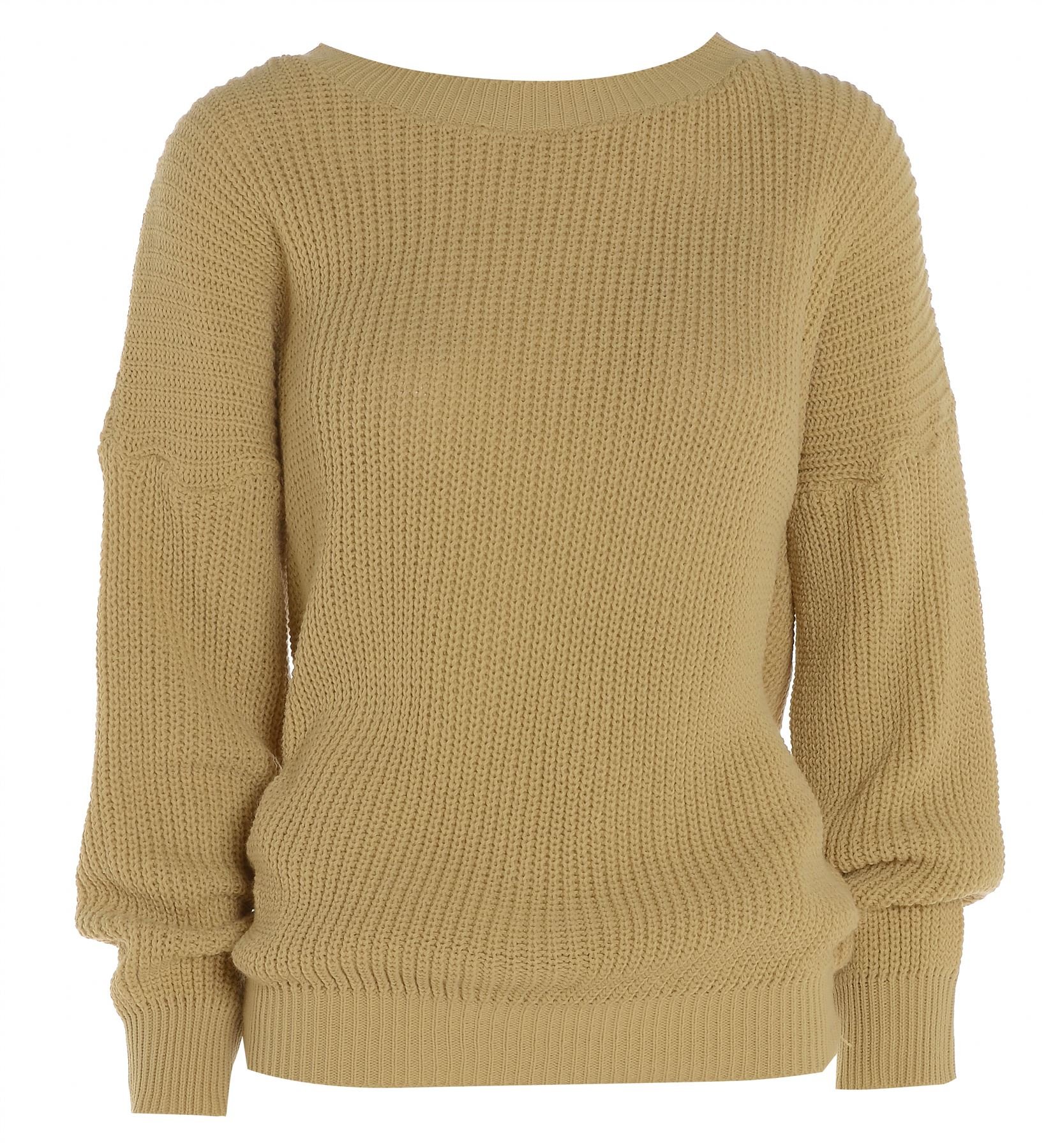 Trends Fashions Women's Camel Plain Colour Baggy Jumper, Uk 12-14