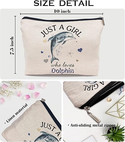 Miniatura 5 de Just A Girl Dolphin Lovers - Bolsa de cosméticos para amantes de los delfines, bolsa de maquillaje de acuarela azul, bolsa de maquillaje, bolsa con