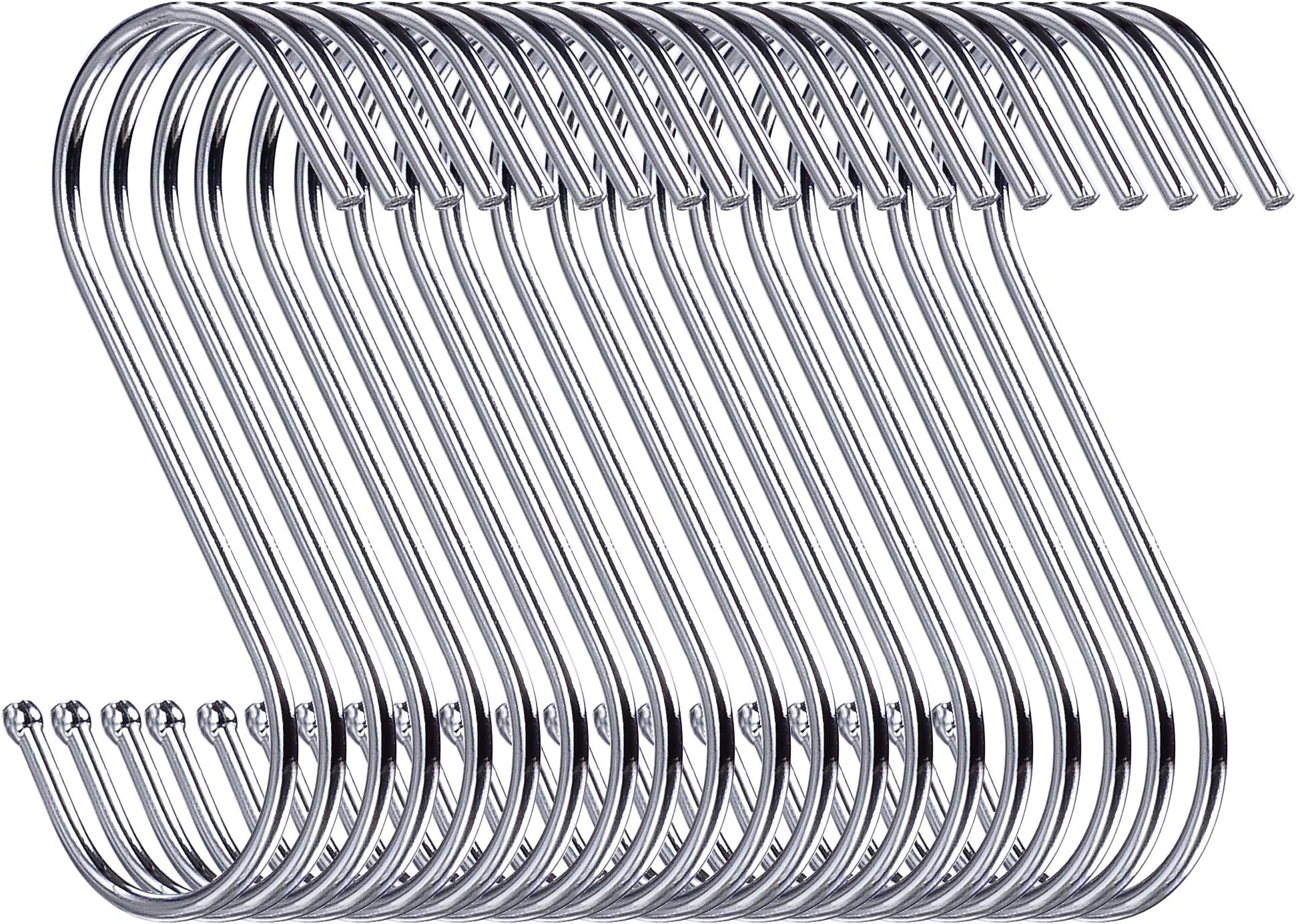 30 Pack Heavy Duty S Hooks 9 cm S Shaped Hanging Hooks Large Hangers for Kitchen, Bathroom, Bedroom and Office