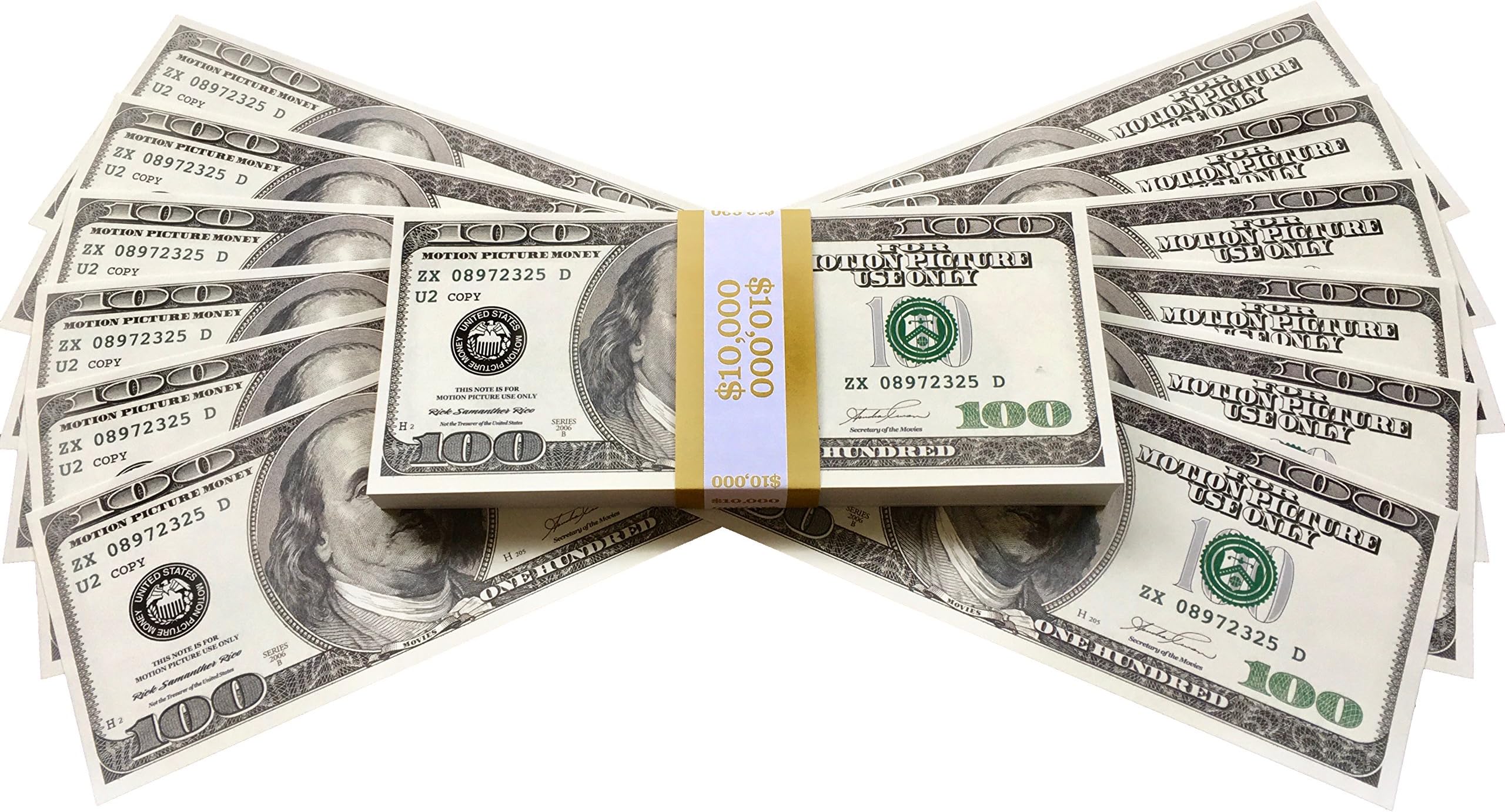 PROP MONEY DOLLARS | UK COMPANY | 100 FULL PRINT OLD STYLE $100 DOLLAR BILLS | $10,000 Stack | Extra bank strap | For Movies, Advertising, Play, Party, Supreme, Gun, Fancy Dress, Casino Games