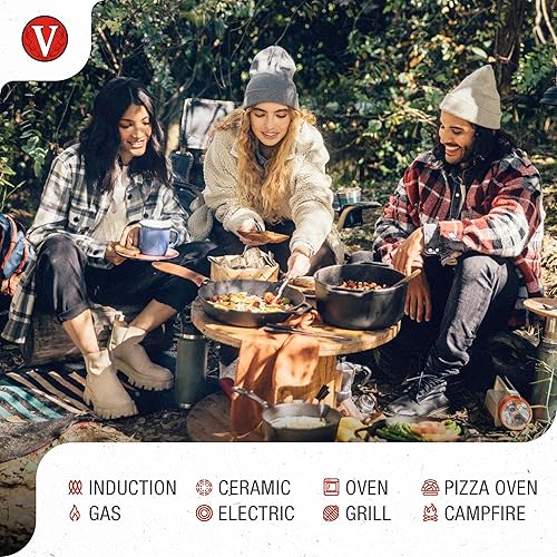 Miniatura 3 de Victoria Sartén Comal de hierro fundido de 10.5 pulgadas con mango largo, pre-sazonado con aceite de linaza, fabricado en Colombia