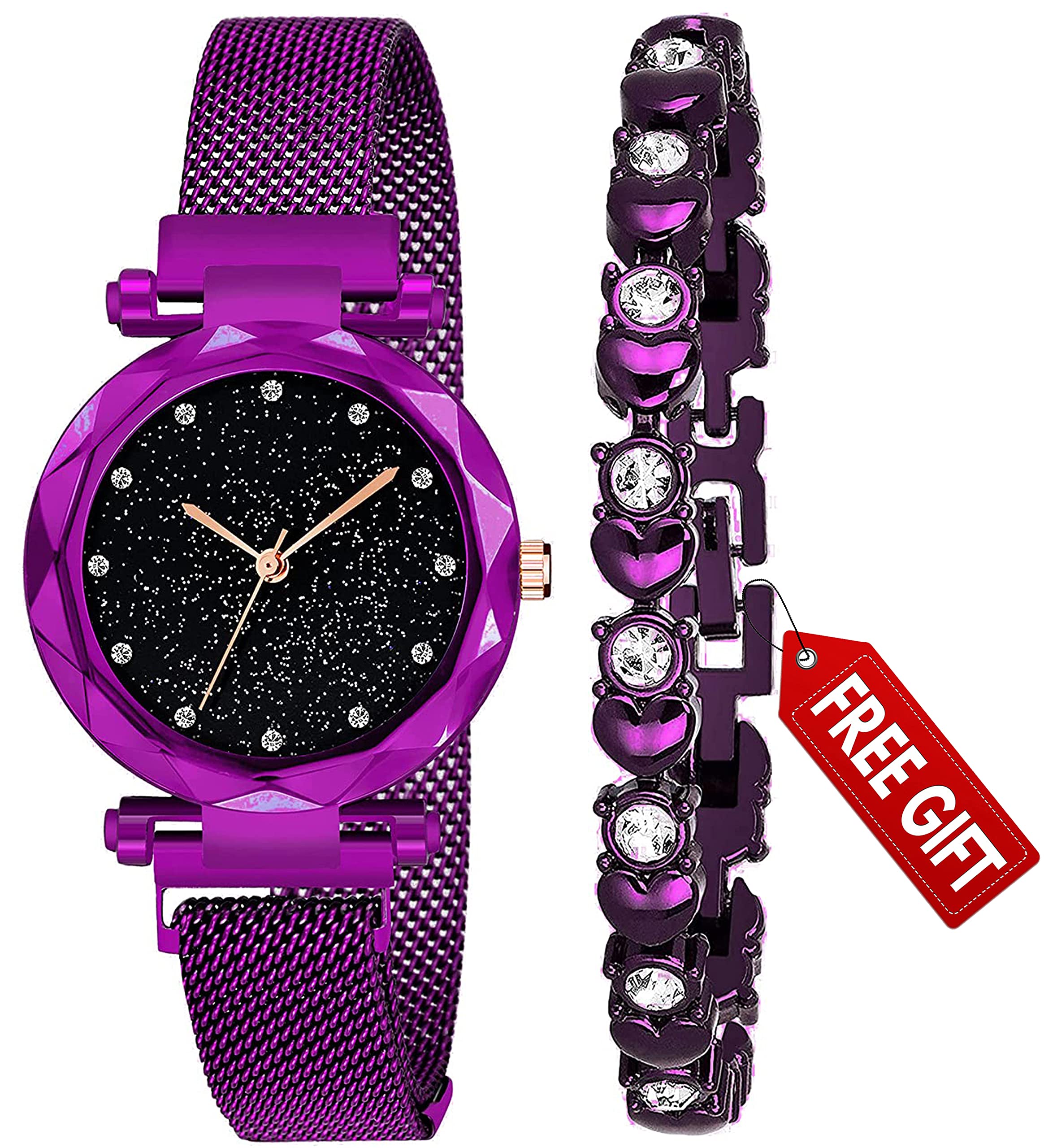 Premium Analog Women's Watch (Black Dial Multi Colored Strap)