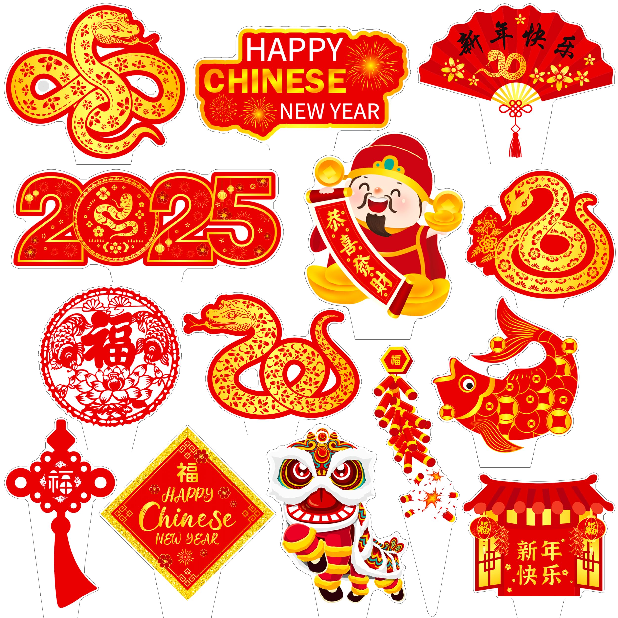 48Pcs Chinese New Year Cupcake Toppers 2026 Year of Horse Party Cupcake Decorations Happy Lunar Year Cupcake Picks for Chinese Spring Festival Party