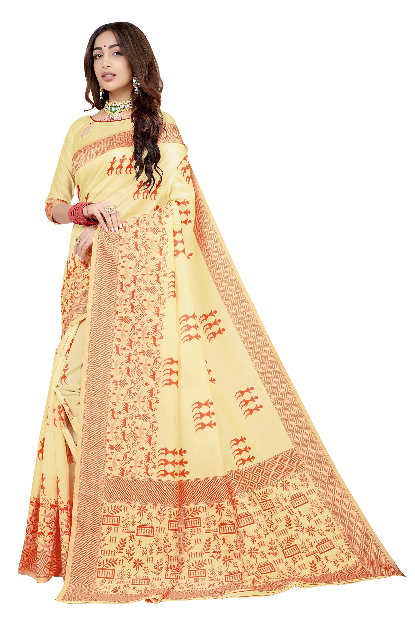 Glory Sarees Womens Banarasi Silk Saree (Gs_Bengali_Silk_102_White)