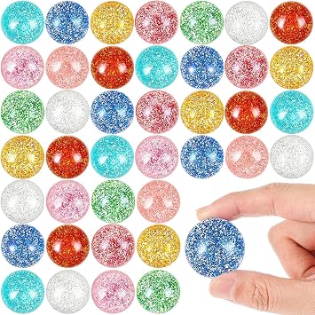 Jenaai 50 Pcs 32 Mm/1.26 Inch Bouncy Balls Bulk for Kids Treasure Box Toys