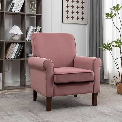 Miniatura 74 de Sillón clásico con marco de madera de abedul y cómodos reposabrazos enrollados, sillones para sala de estar, dormitorio y decoración de oficina,