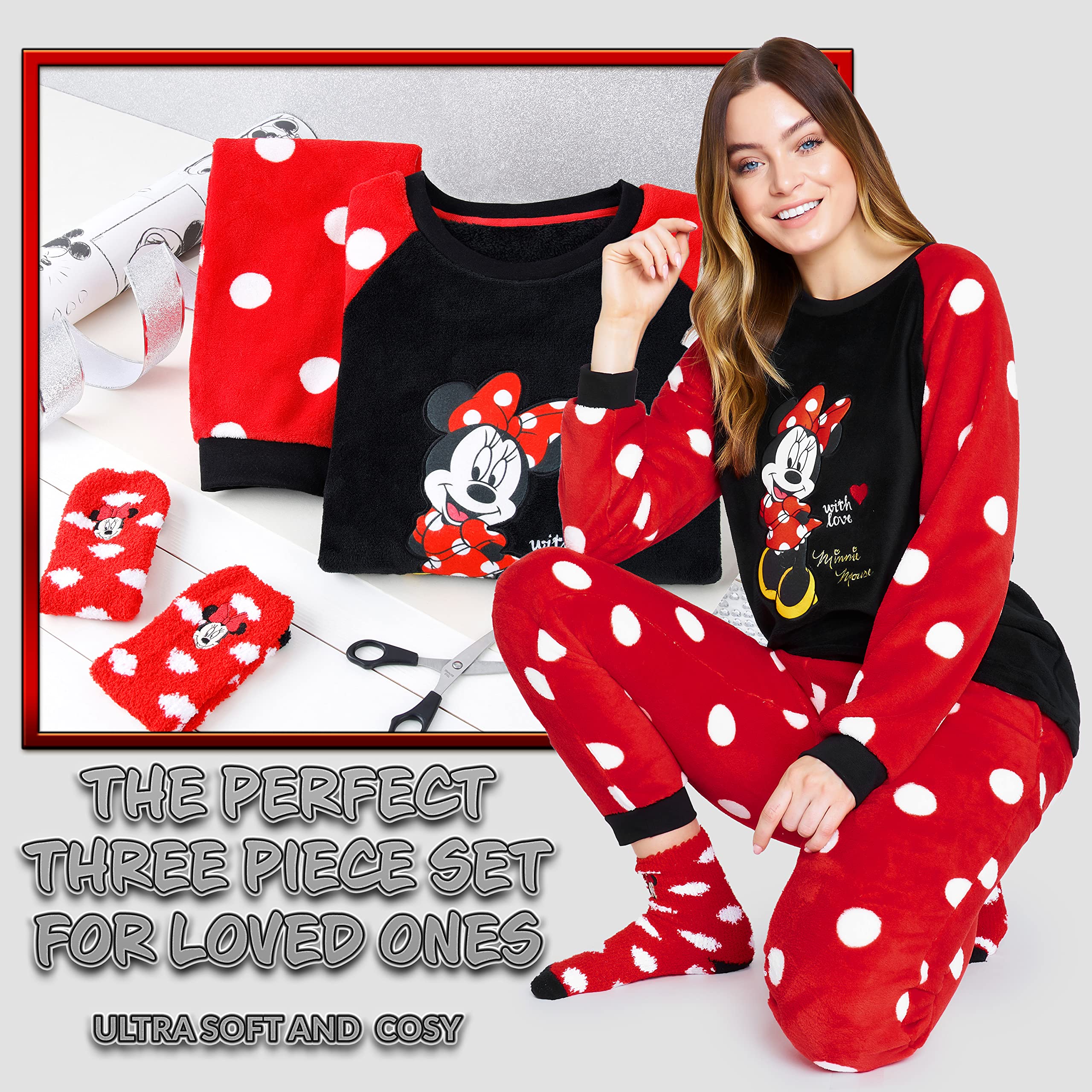 Disney Pigiama Donna Invernale in Pile con Calze Stitch Topolino Minnie Baby Yoda