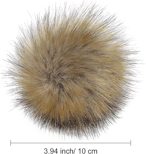 Miniatura 7 de Tatuo Bola de pompones de piel sintética de bricolaje con botón de presión y pompón esponjoso extraíble para tejer sombreros zapatos bufandas bolsa