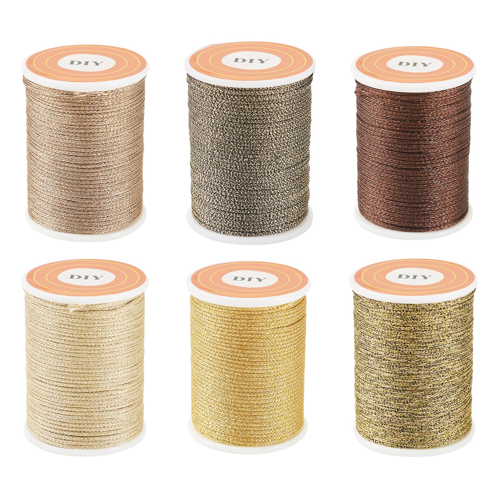 Spritewelry 42M 6Colors Polyester Metallic Thread 1mm Glitter Jewelry Braided Thread Cords Beading String for Crafts Embroidery Friendship Bracelet Making - Image 2