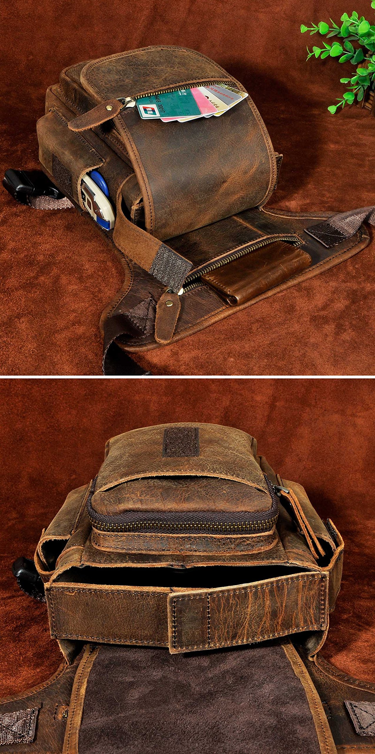 Le'aokuu Uomini Vera Pelle Borsa a Tracolla Gambe Incrociate Marsupio Messenger Riding Hip Bum Borsa 3110