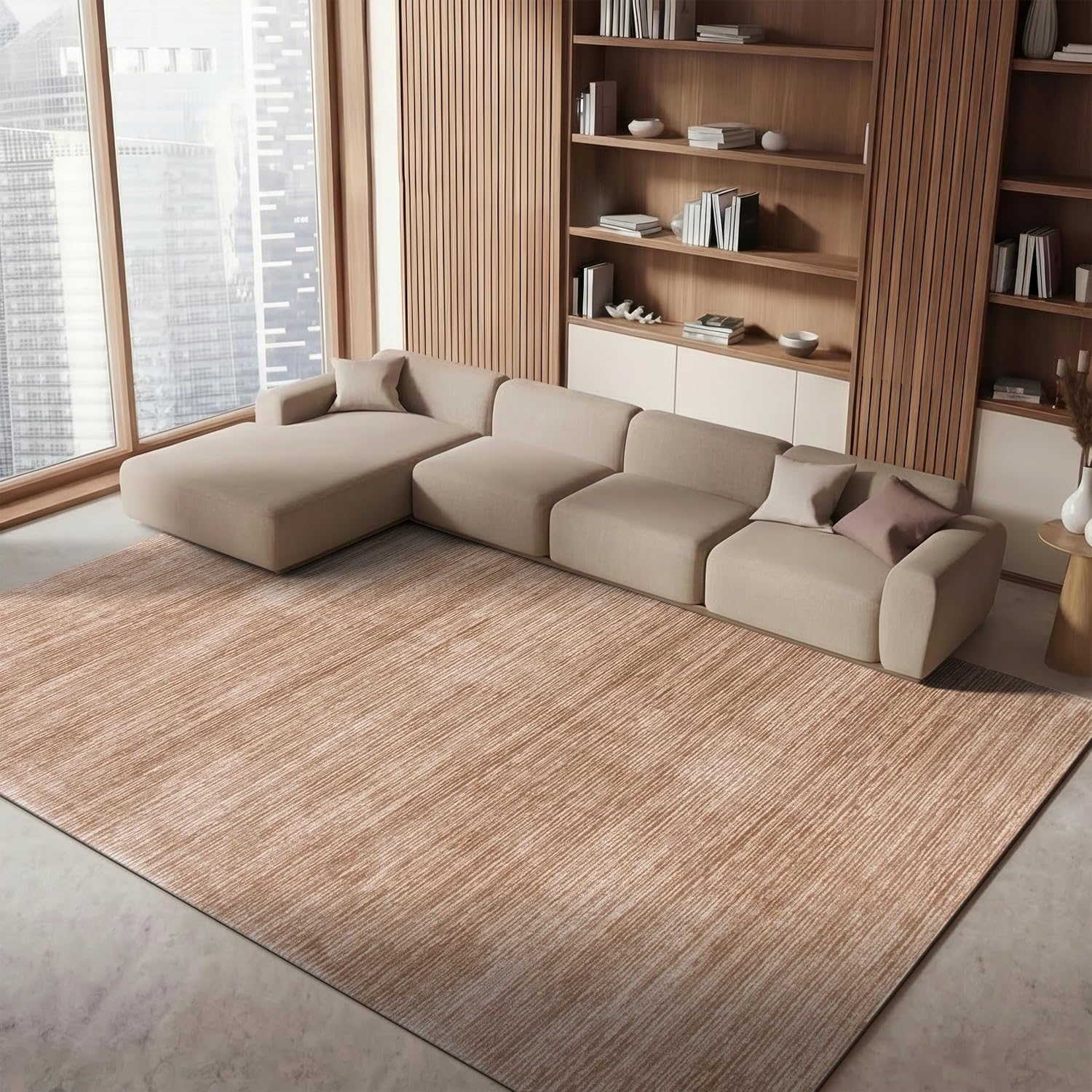 SAFAVIEH Area Rug 8x10 - Vision Collection - Large - Light Brown, Modern Ombre Design, Non-Shedding & Easy to Clean, Ideal for Living Room, Bedroom, Dining Space (VSN606C)
