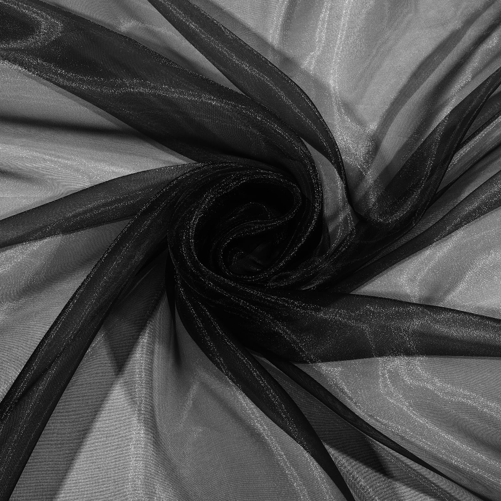 Black Organza Fabric by The Yard, 60 Inch Wide 1 Yard Silk Sheer Organza Fabric Bridal Sheer Tulle Fabrics Roll for Wedding Decorations, Bridal Dress Overlay, Party Backdrop, Curtains