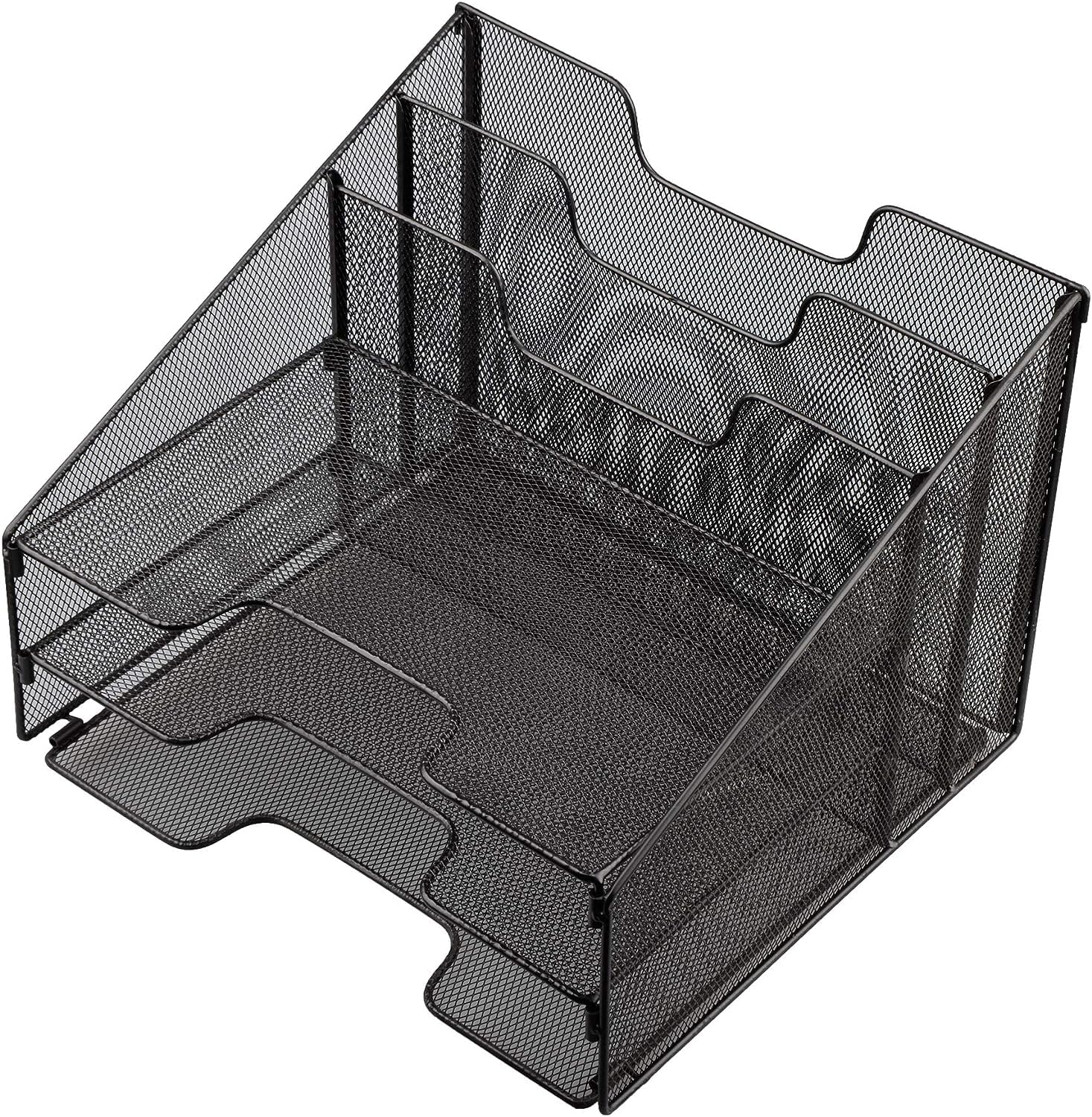 Techly 368062 Organizer da Scrivania a 3 Vassoi e 2 Sezioni Verticali Nero